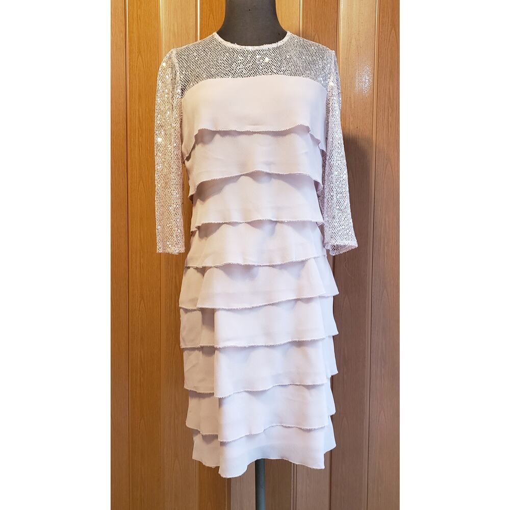 Alex Evenings size 10P pink 3/4 sleeve layered dress